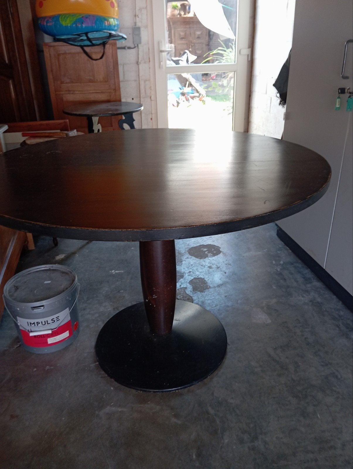 tafel ijzeren poot en houten blad, Enlèvement ou Envoi