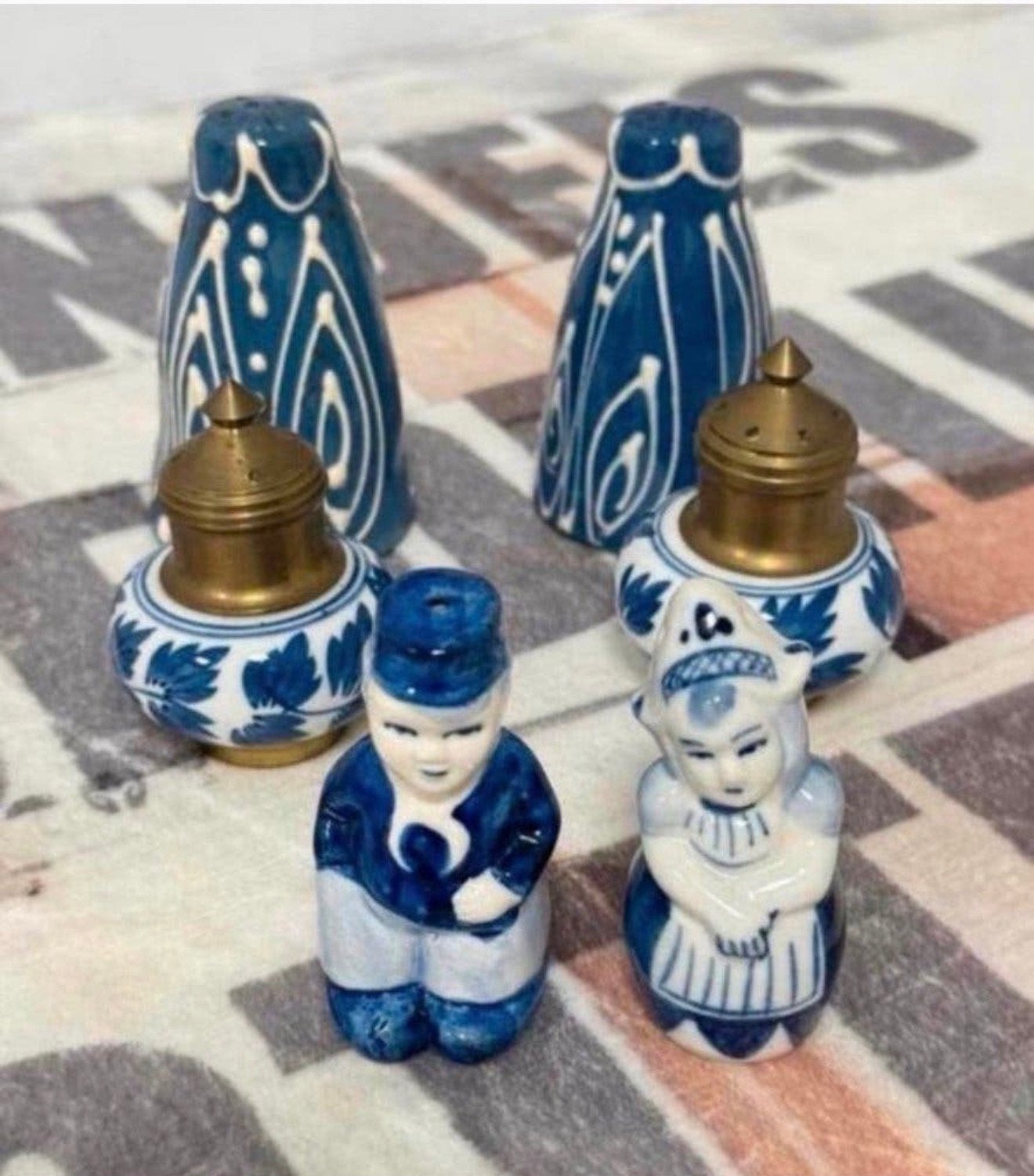 6x bijzondere antiek vintage peper zout stel 3 sets servies, Antiek en Kunst, Ophalen of Verzenden
