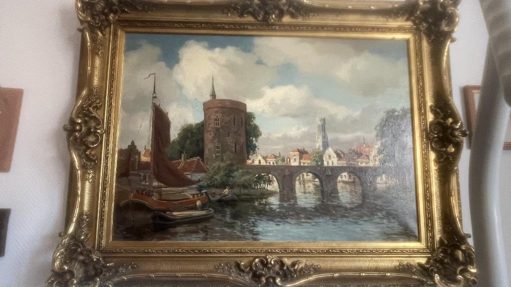 Bruges cadre peinture à l'huile sur toile, Antiquités & Art, Enlèvement