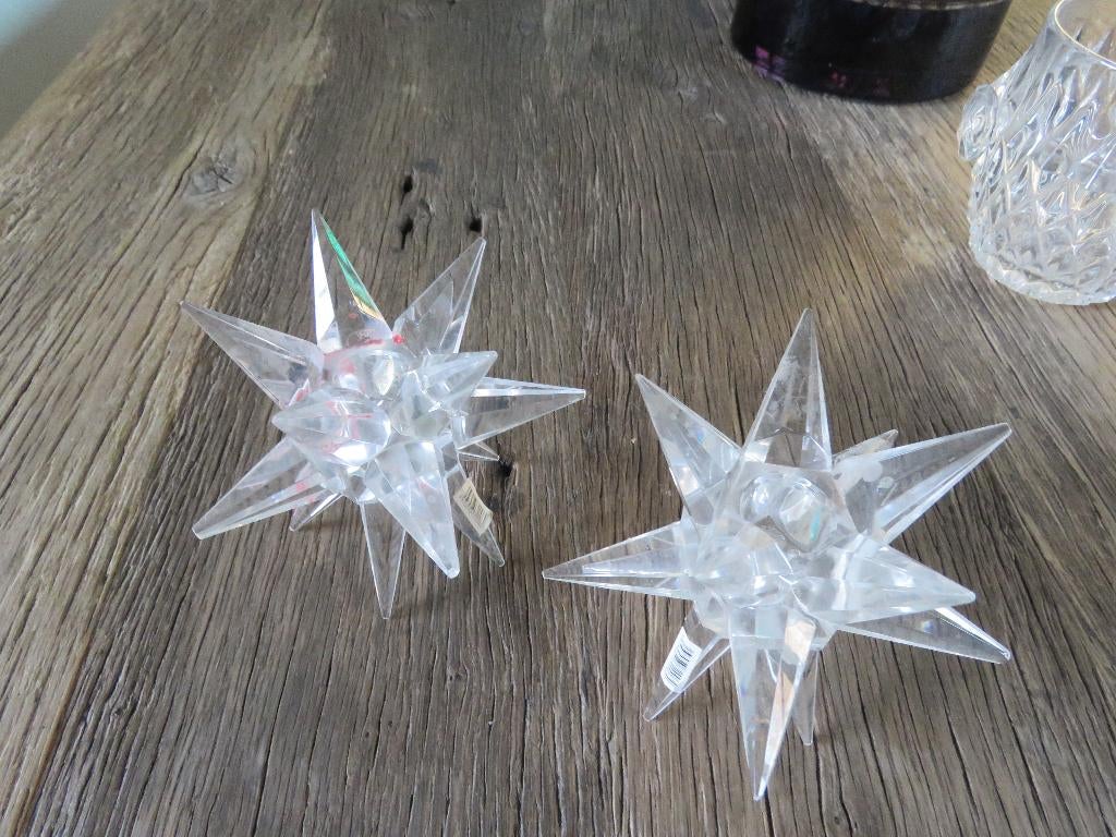 Paire de chandeliers en verre en forme d'étoile pointue  SIA, Maison & Meubles, Enlèvement ou Envoi