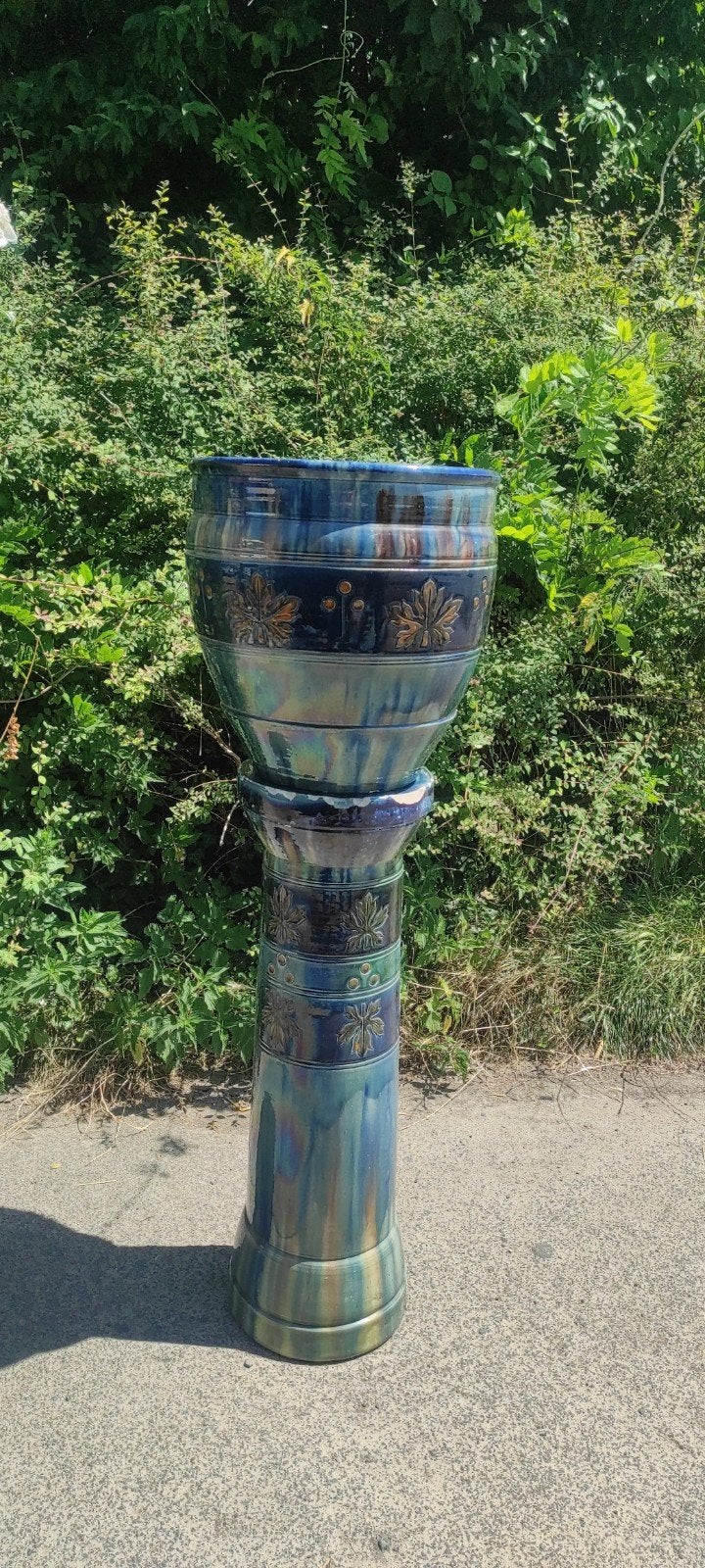 Art Nouveau cache pot en zuil Vlaams Aardewerk, Antiek en Kunst, Ophalen