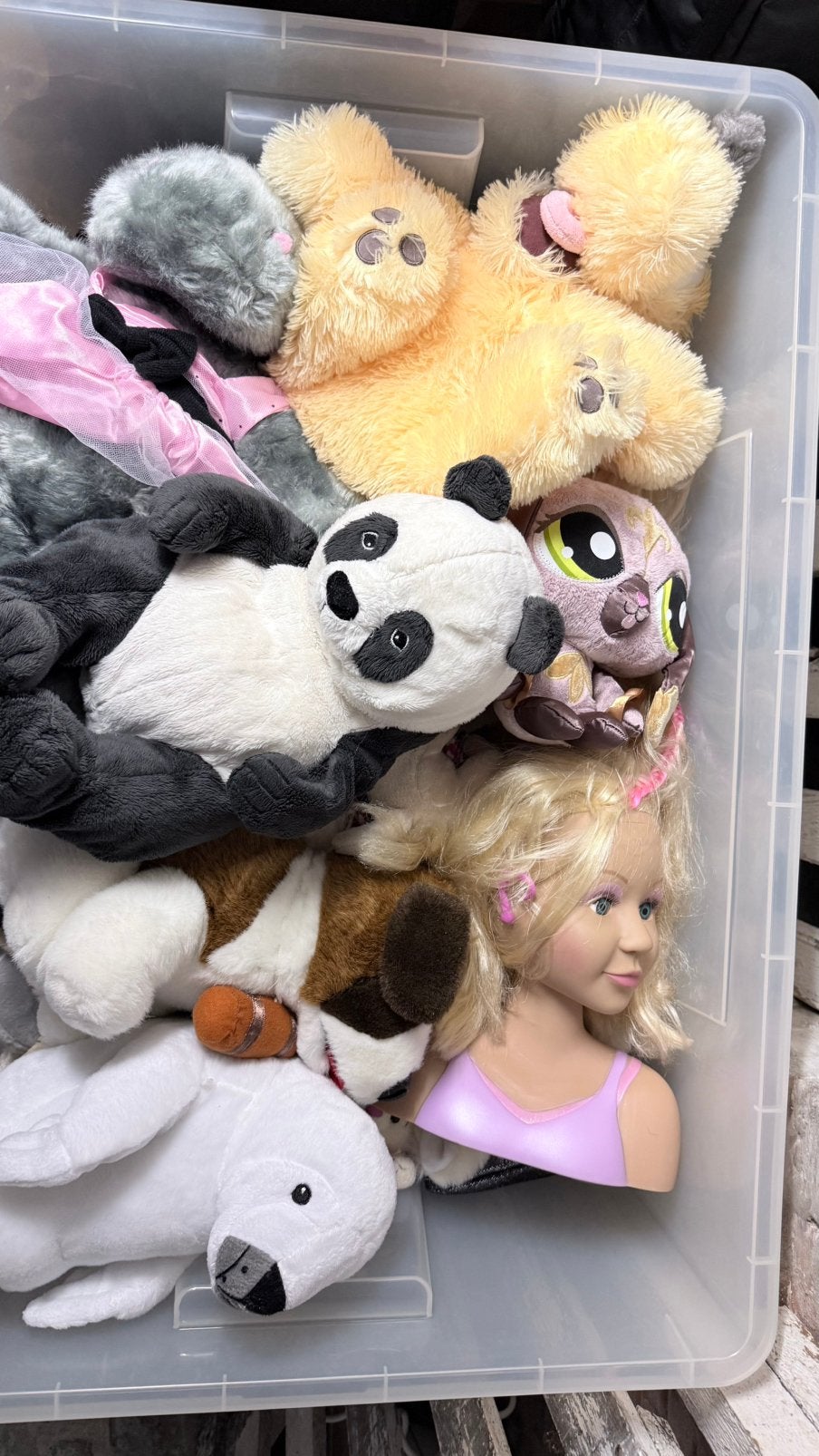 Kist vol exclusieve zalige knuffels incl stylinghoofd nieuw, Ophalen, Zo goed als nieuw