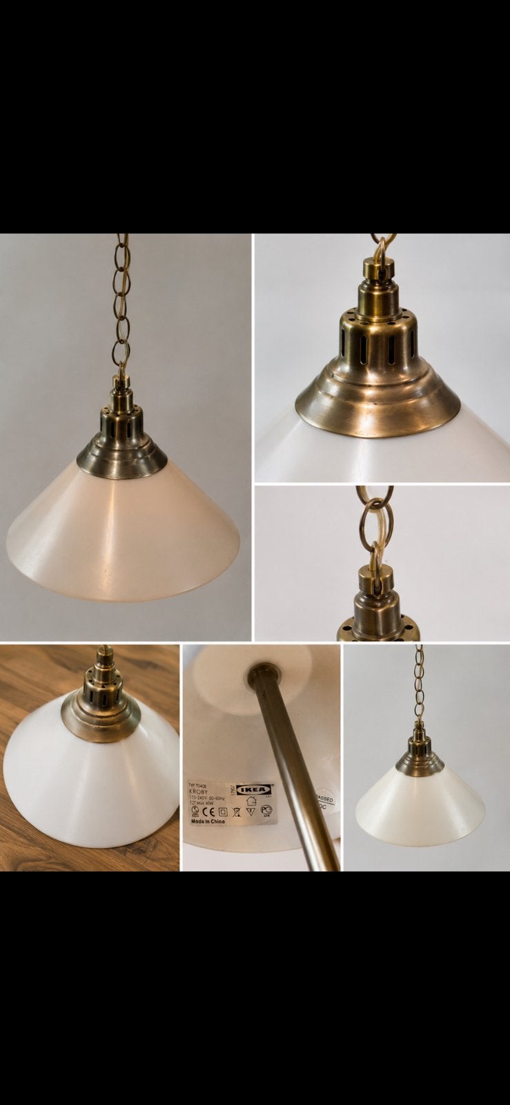 IKEA KROBY design hanglamp – opaalglas & geborsteld metaal, Ophalen, Zo goed als nieuw, Metaal