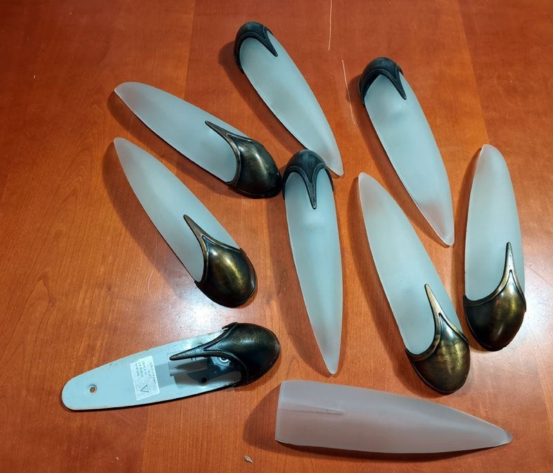 8 Vintage wandlampen Luce  Italy, Gebruikt, Up-/downlighter, Ophalen of Verzenden, Wit