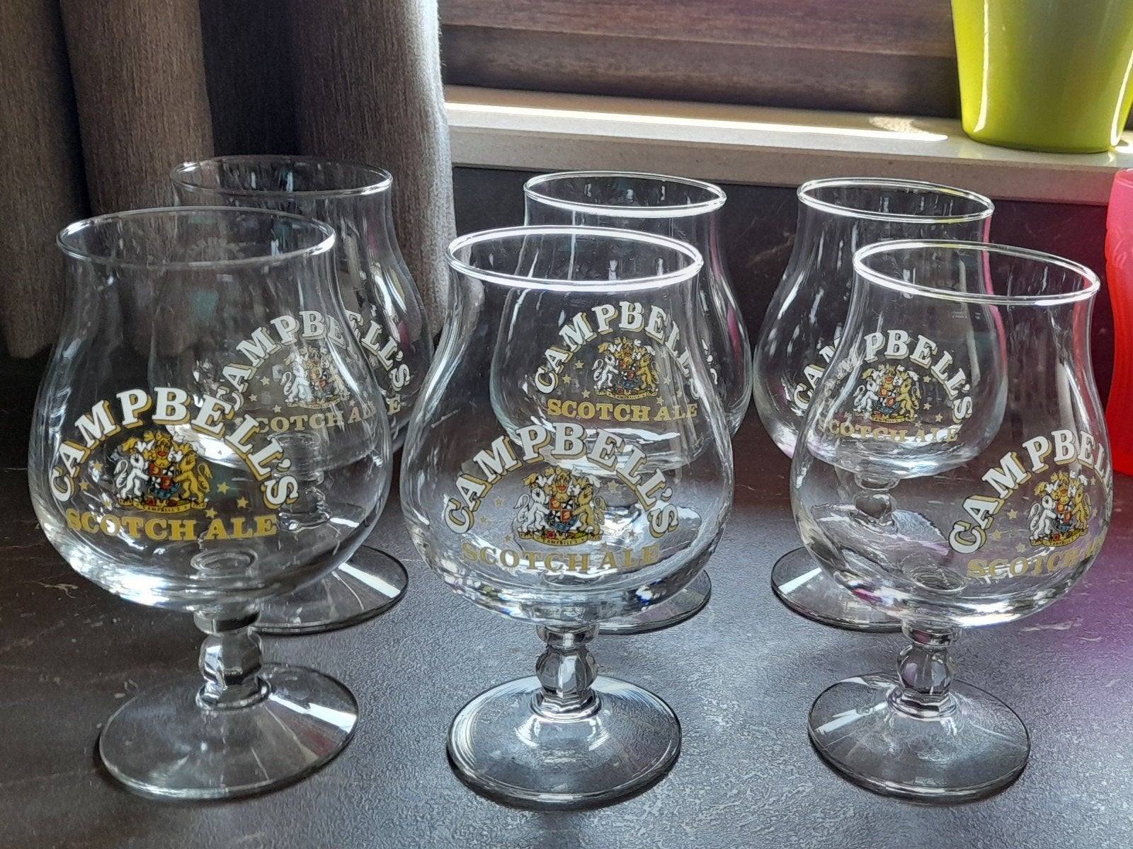 6 x campbels glazen, Ophalen of Verzenden, Zo goed als nieuw, Glas of Glazen, Overige merken