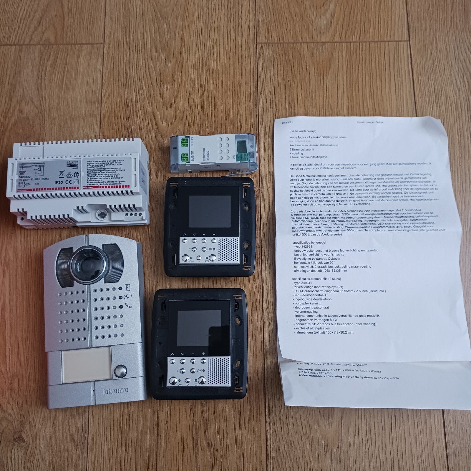 Vidéophone BTicino, Enlèvement ou Envoi