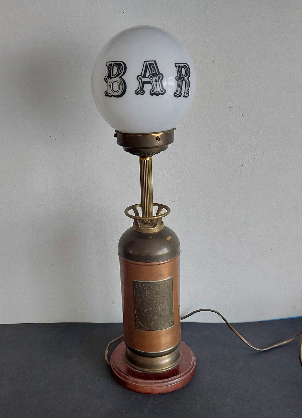 Lampe ancien instincteur Badger vintage BAR, Maison & Meubles, Enlèvement ou Envoi, Industriel, Avec interrupteur, E27 (grand)