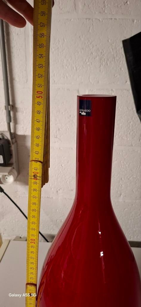 Glazen vaas Leonardo, rood, 50 cm hoog, nieuwstaat, Huis en Inrichting, Woonaccessoires | Vazen, Ophalen, Rood
