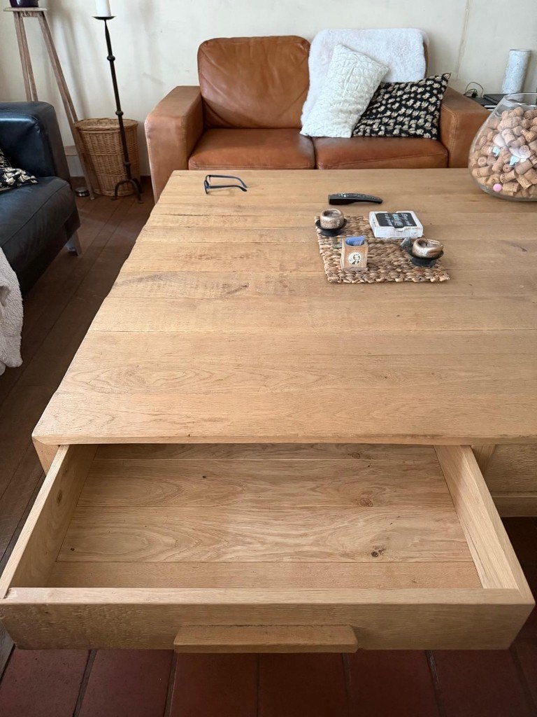 Salontafel, volle eik., Huis en Inrichting, Tafels | Salontafels, Ophalen, Gebruikt, Landelijk, 5 – 50