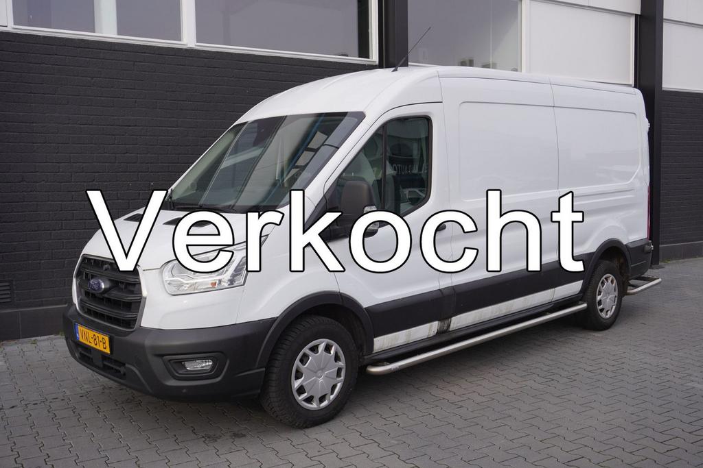 Ford Transit 2.0 TDCI 130PK L3H2 EURO 6 - Airco - Navi - Cru, Wit, Ford, Onderhoudsboekje, Te koop