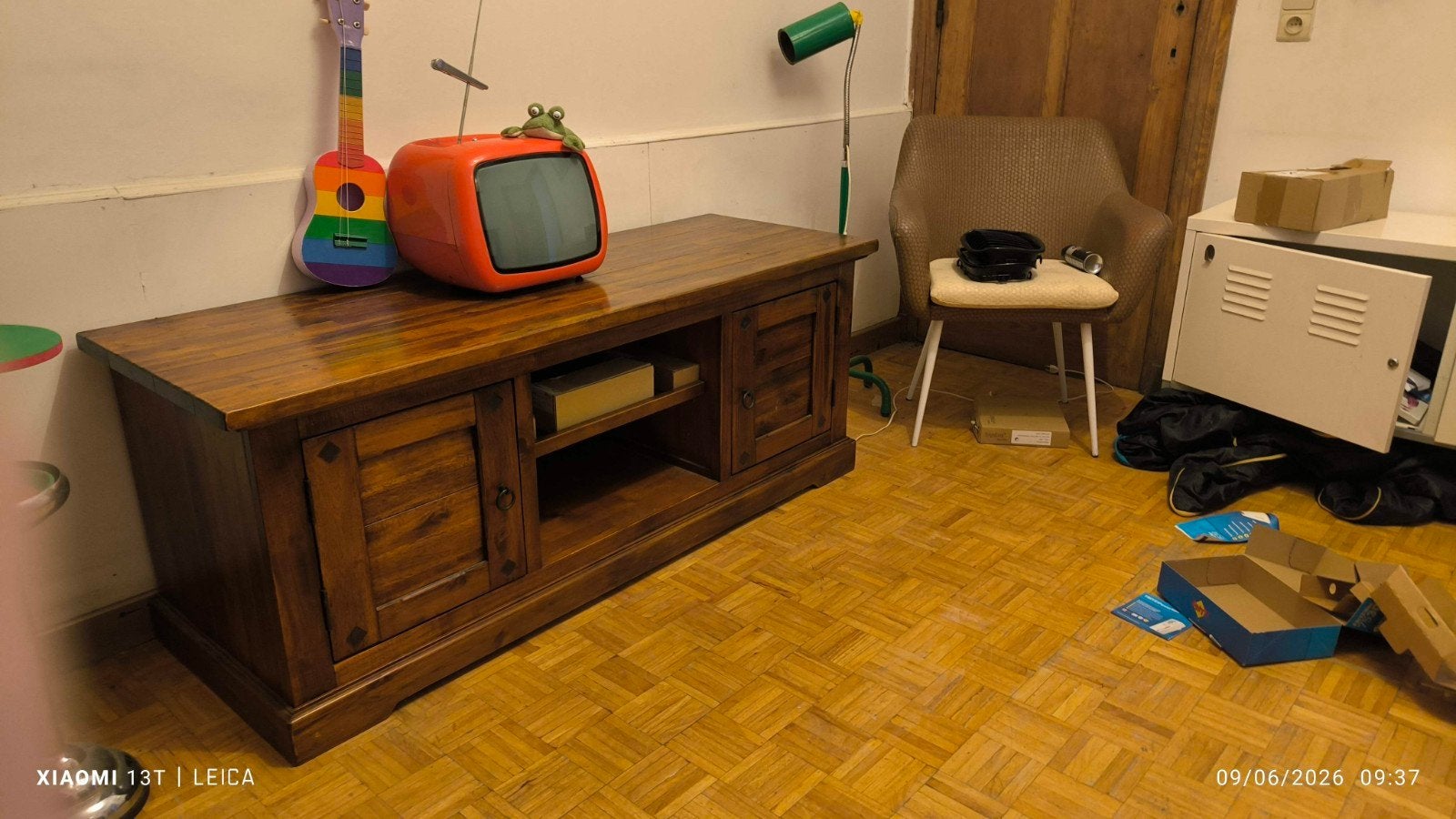 Meuble tv lamellé collé chêne 156/56/60cm, Chêne