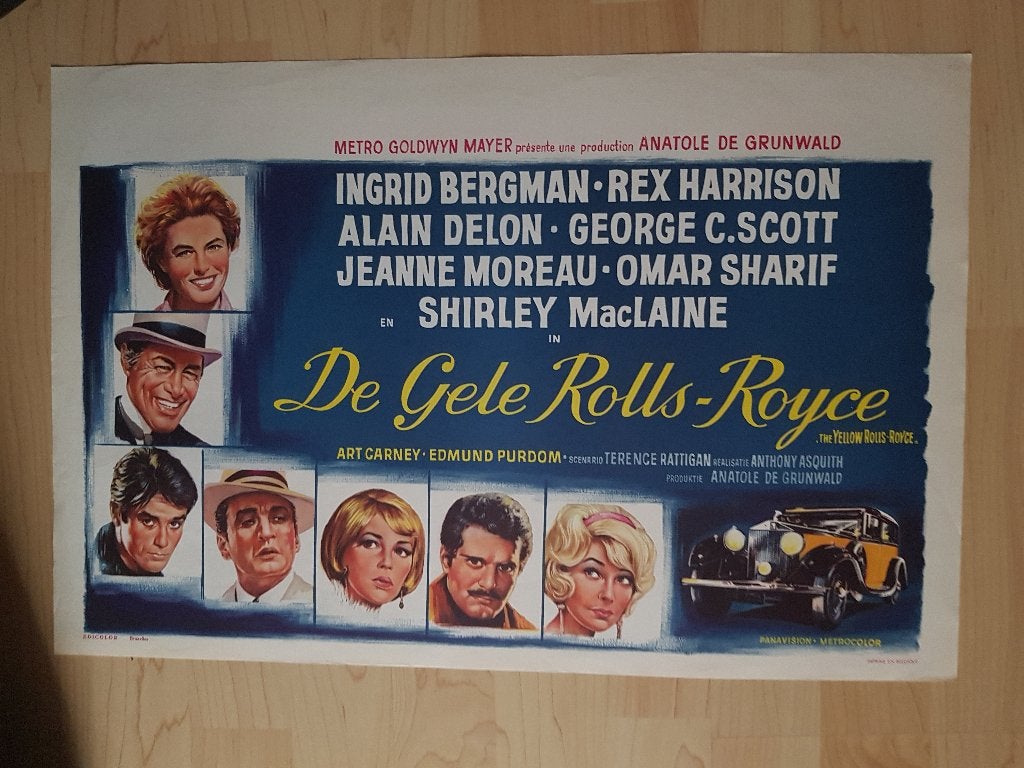filmaffiche Alain Delon The Yellow Rolls-Royce filmposter, Enlèvement ou Envoi, Rectangulaire horizontal, A1 jusqu'à A3, Comme neuf