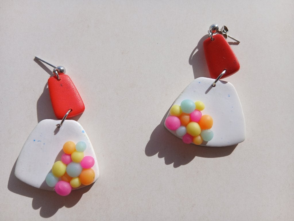 Oorbellen snoep multicolor, Handtassen en Accessoires, Ophalen, Overige materialen, Gebruikt, Wit