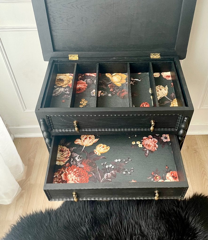 Armoire à couture/table d'appoint vintage, style floral, Hobby & Loisirs créatifs, Enlèvement, Comme neuf