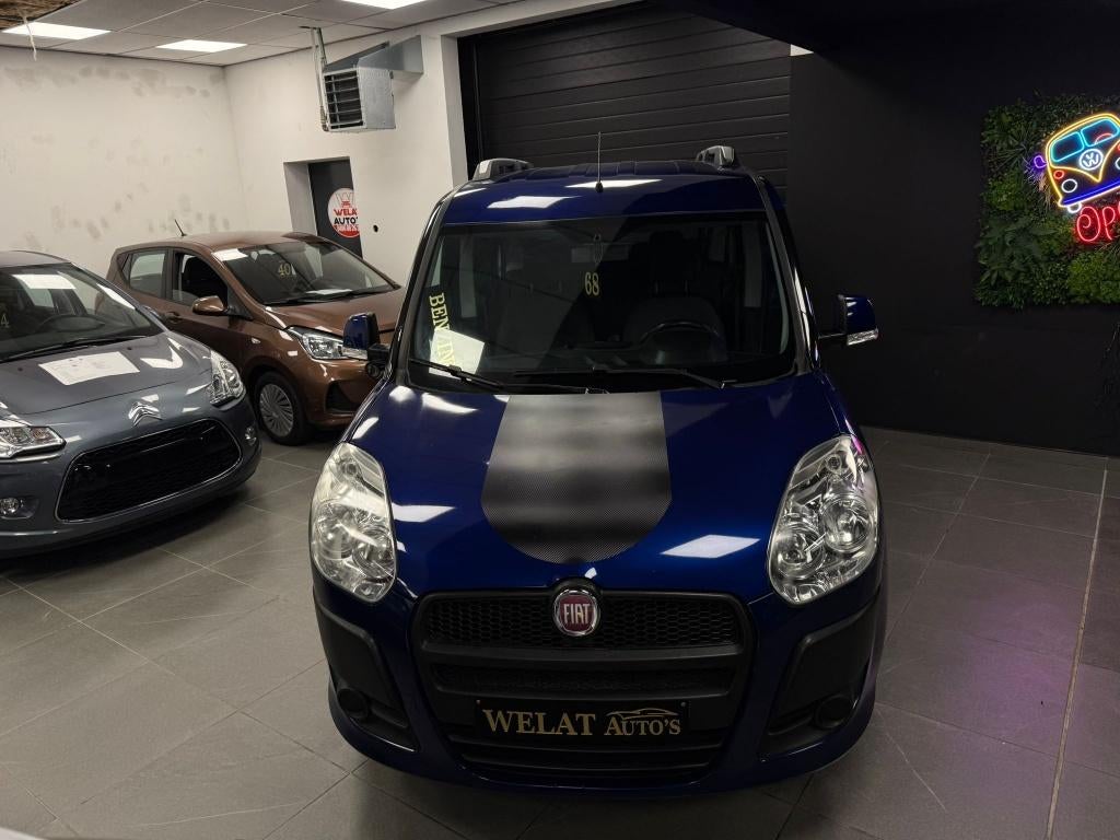 FIAT DOBLO 7 ZETELS 1.4 BENZINE 80.000 KM, Auto's, Bluetooth, Euro 5, Blauw, 1400 cc