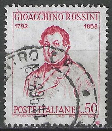 Italie 1968 - Yvert 1021 - Gioachino Rossini - 50 l. (ST), Timbres & Monnaies, Timbres | Europe | Italie, Envoi, Affranchi
