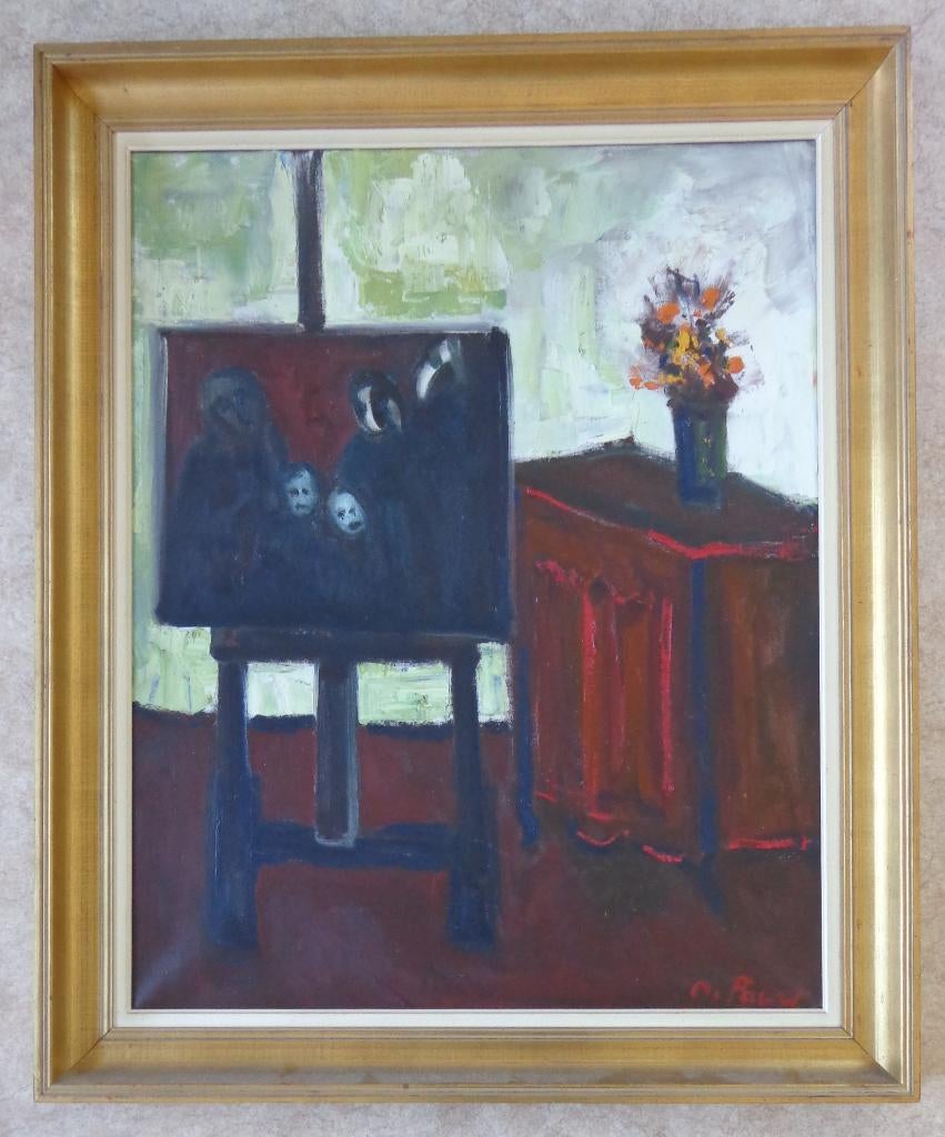 GABY DE PAUW / STILLEVEN SCHILDERIJ OLIEVERF 118x97cm KADER, Enlèvement