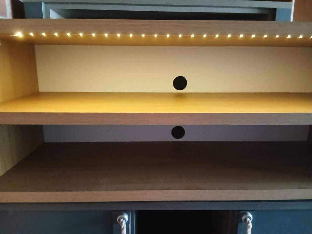 meuble tv robuste brun avec lumières 140.50.60, Enlèvement