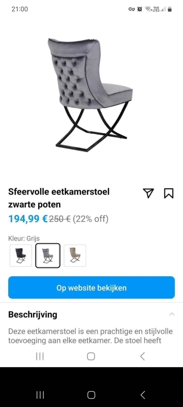 6 grijze eettafel stoelen, Huis en Inrichting, Tafels | Eettafels, Ophalen, 100 tot 150 cm, Overige materialen, 50 tot 100 cm