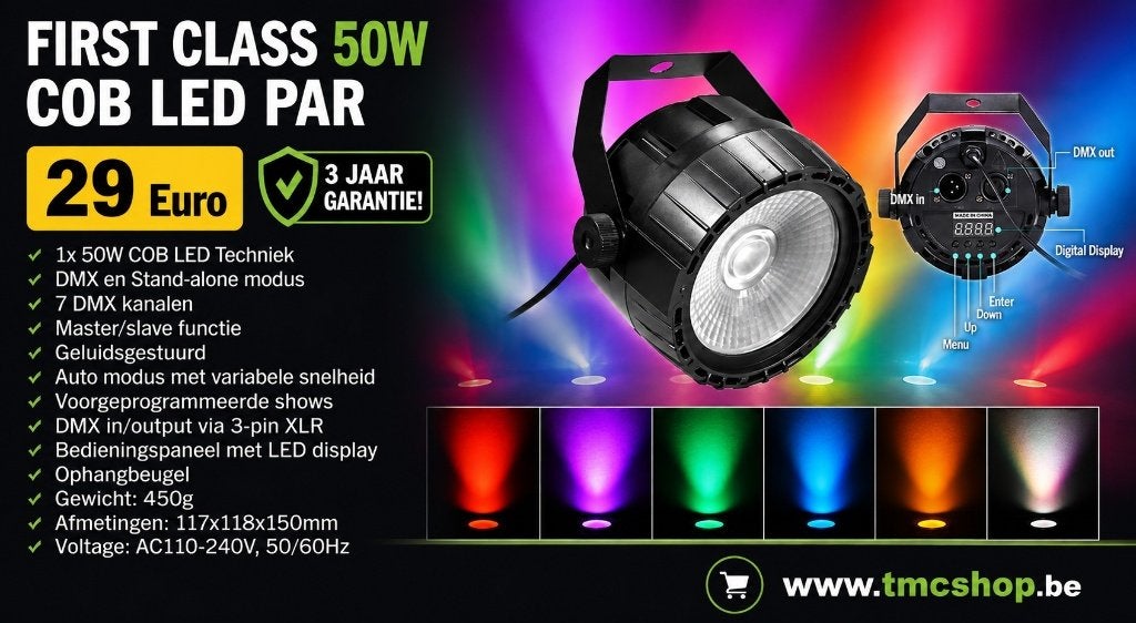 Nieuwe FIRST CLASS 50W COB LED PAR, Muziek en Instrumenten, Ophalen of Verzenden, Nieuw, Licht, Geluidgestuurd