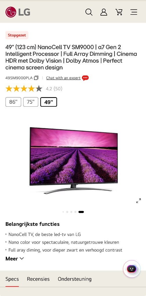 LG 49sm9000 pla, Ophalen, 100 cm of meer, LG, Gebruikt