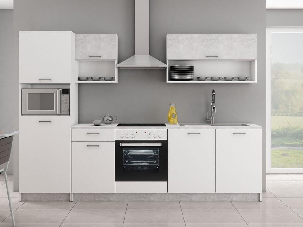 Cuisine complète d'aspect blanc/béton - spacieuse!, Neuf, Enlèvement ou Envoi, 150 à 200 cm, 200 cm ou plus