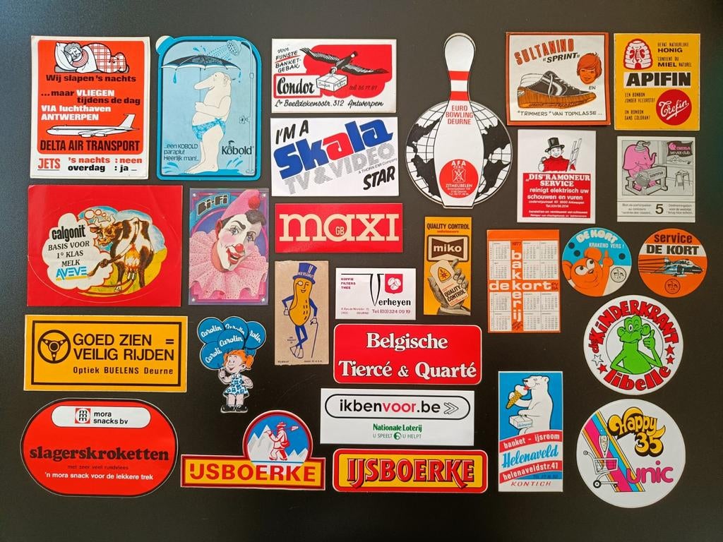 Vintage stickers allerlei., Ophalen of Verzenden, Zo goed als nieuw, Merk