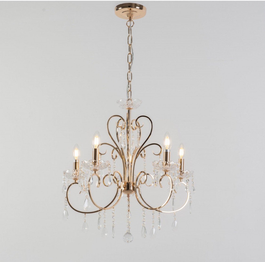 KROONLUCHTER KRISTAL BAROK ROSÉGOUD - zo goed als nieuw, Huis en Inrichting, Lampen | Kroonluchters, Ophalen, Barok, E14 (klein)