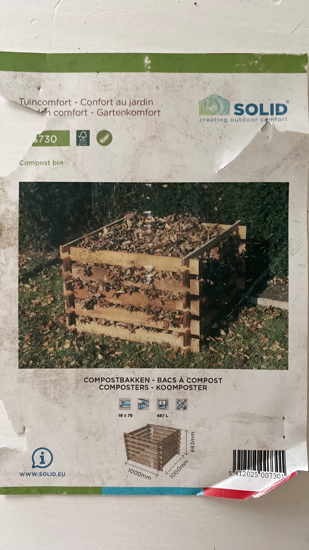Deux bacs à compost, bois naturel marque SOLID. 100cm/100cm., Enlèvement, 100 cm ou plus, Jardin, Carré