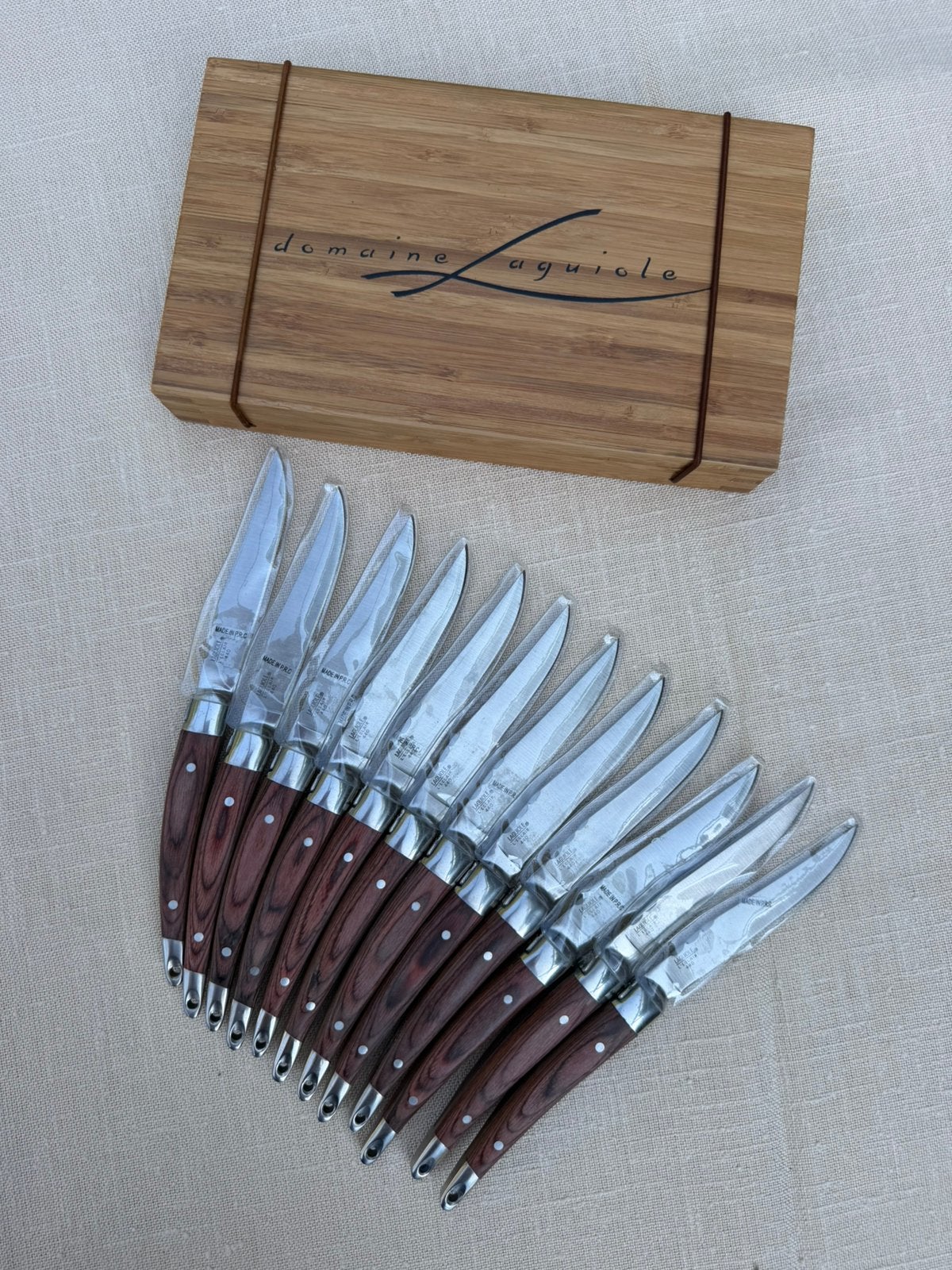 12 x steak knives Laguiole L’eclair 440, Huis en Inrichting, Keuken | Bestek, Ophalen, Zo goed als nieuw, Laguiole