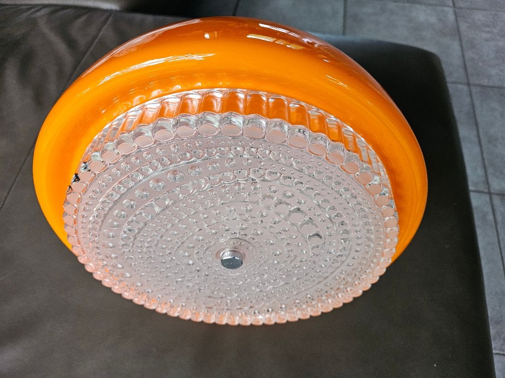 PUTZLER SPACE AGE Lampe suspendue  Allemagne +/- 1970, Enlèvement, Comme neuf, Verre, Retrolook bubble opalineglas