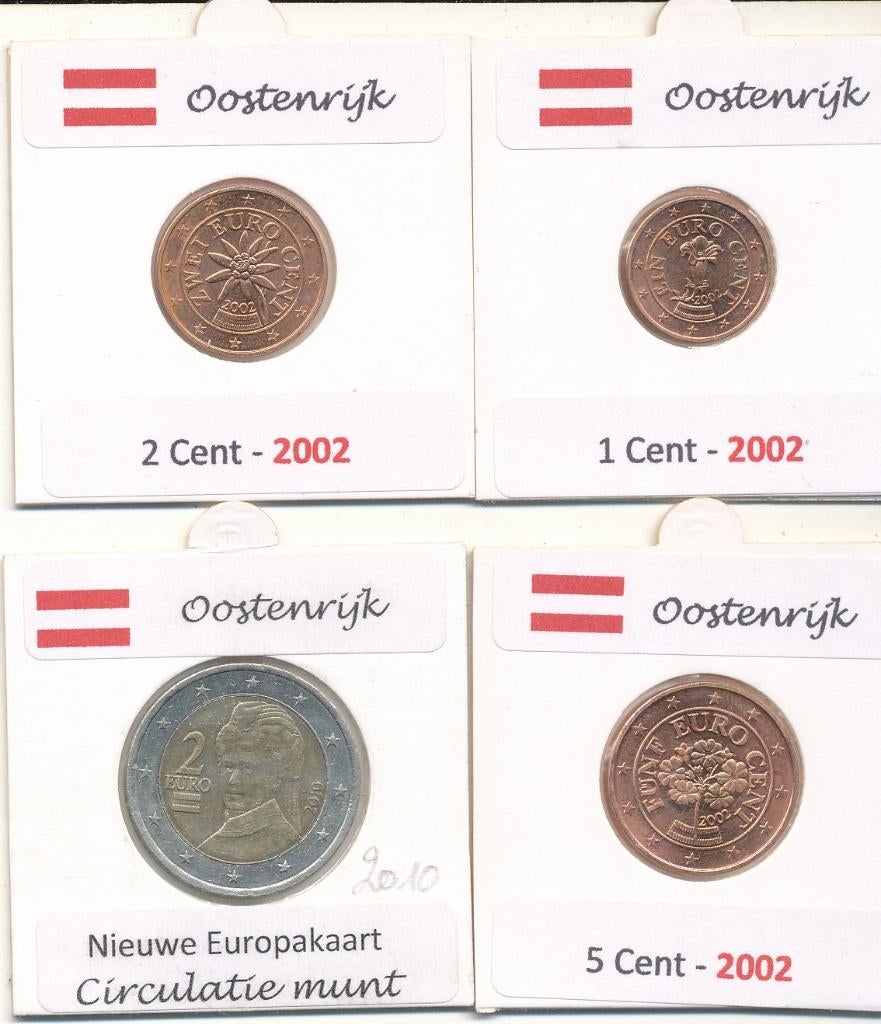 Oostenrijk 1 cent - 2 cent - 5 cent - 2 euro, Enlèvement ou Envoi, Autriche, 2 euros, Série