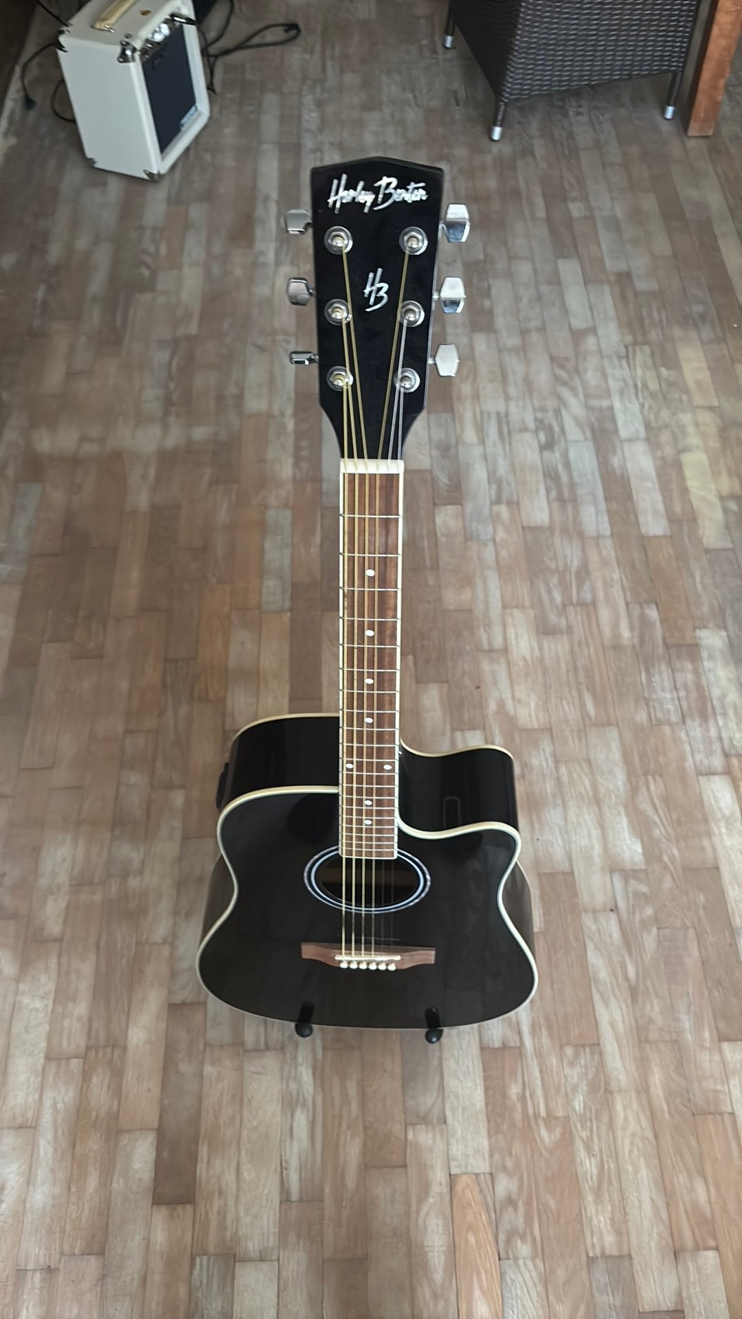 Harley Benton D-120CE BK + Staander, Ophalen, Zo goed als nieuw, Gitaar
