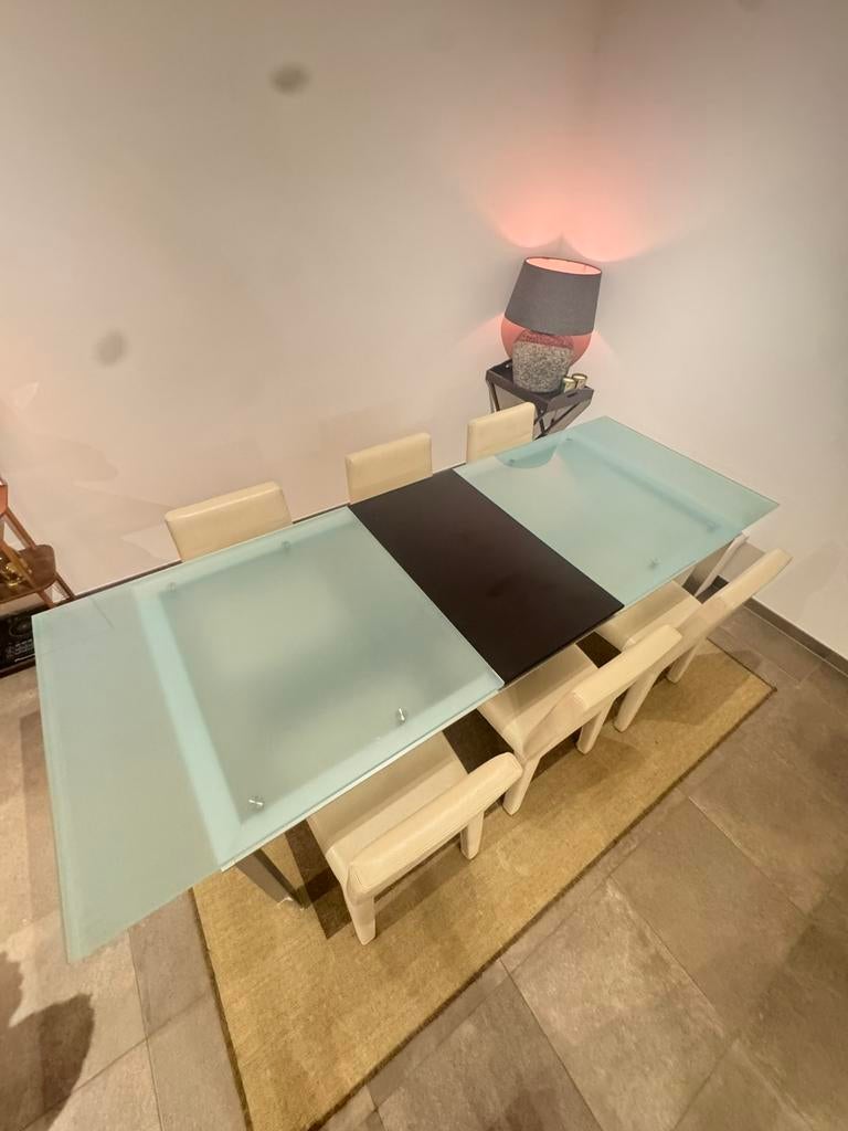 B&B Italia tafel + 6 stoelen — Paolo Piva & Bellini, Ophalen, Zo goed als nieuw, Italiaans design, 6 tot 8 stoelen