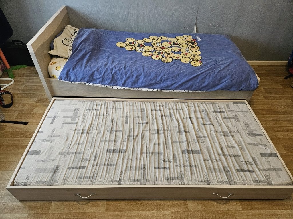 Bed met bedlade, Kinderen en Baby's, Kinderkamer | Bedden, 85 tot 100 cm, Gebruikt, 180 cm of meer, Ophalen