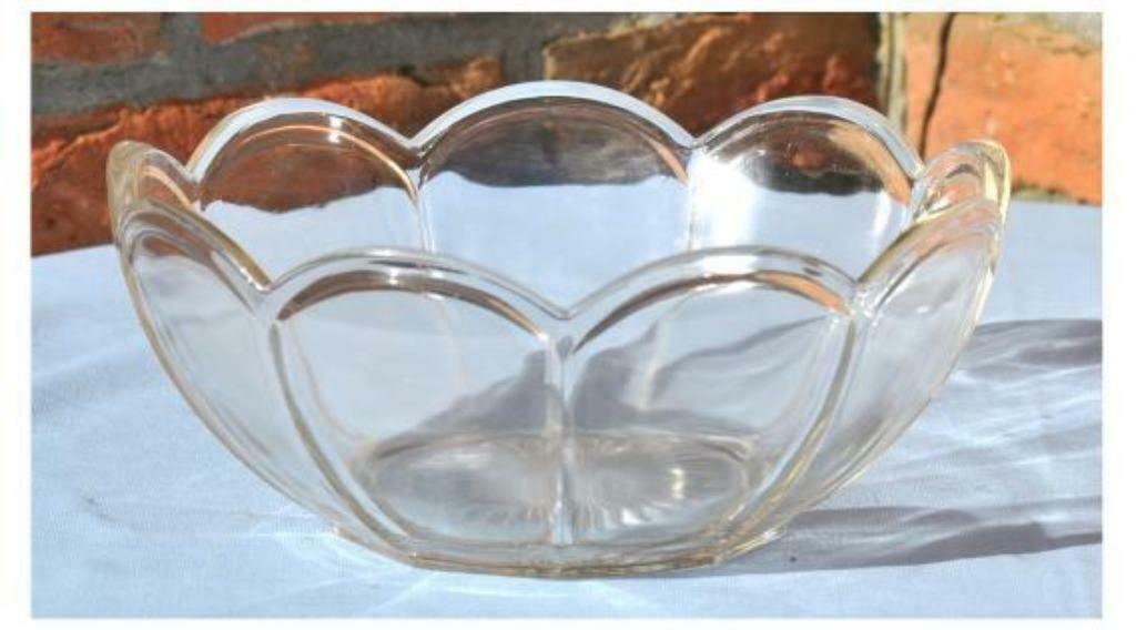 §saladier en verre bord festonné, Enlèvement ou Envoi, Verre, Utilisé, Autres types