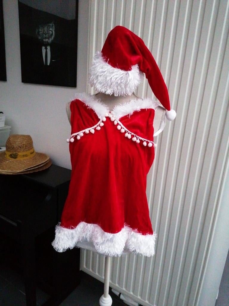 Kerstman kerstvrouw kleedje en kerstmuts, maat S. Carnaval, Ophalen of Verzenden, Gedragen, Maat 36 (S)
