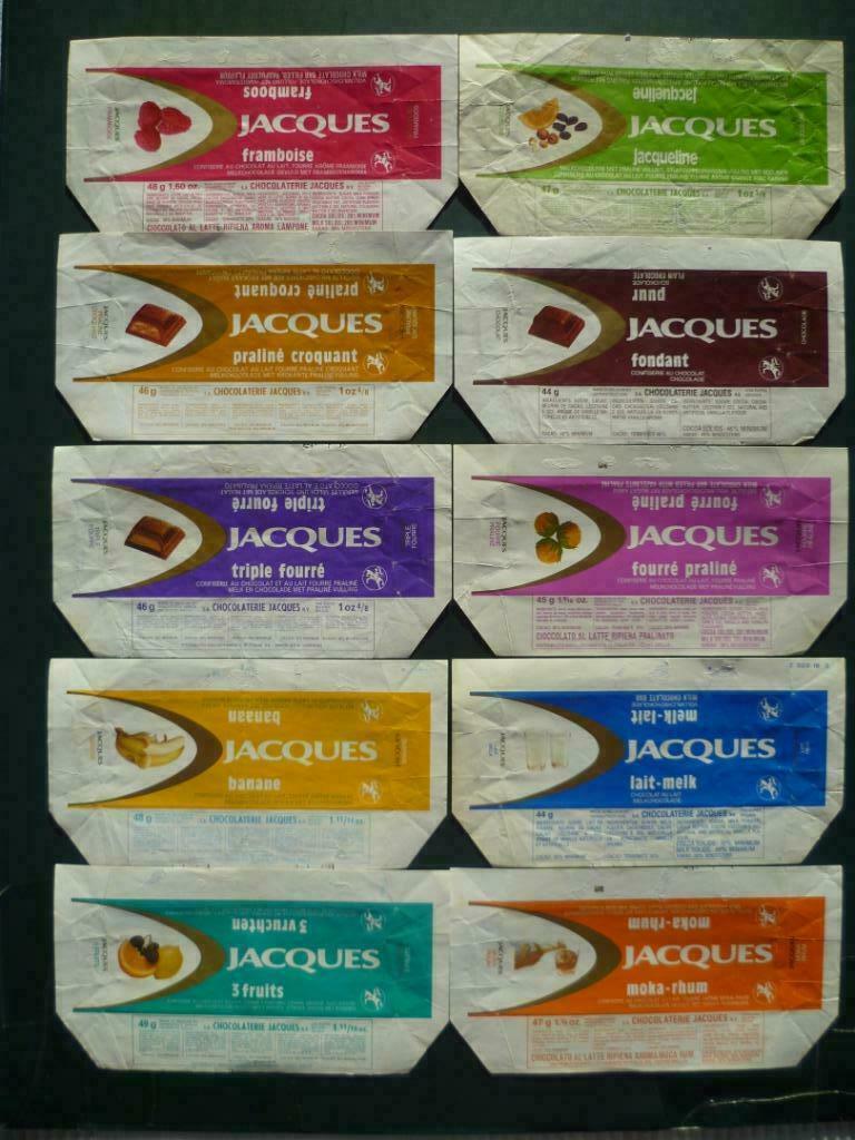 chocolade Jacques chocolat x 10  omslagen emballage wikkels, Ophalen of Verzenden, Gebruikt