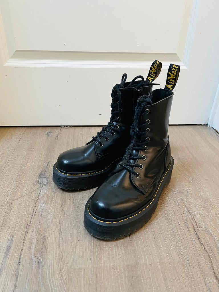 Bottes à plateforme Dr. Martens Jadon EU 39 en cuir noir, Enlèvement ou Envoi, Dr martens, Boots et Botinnes, Porté