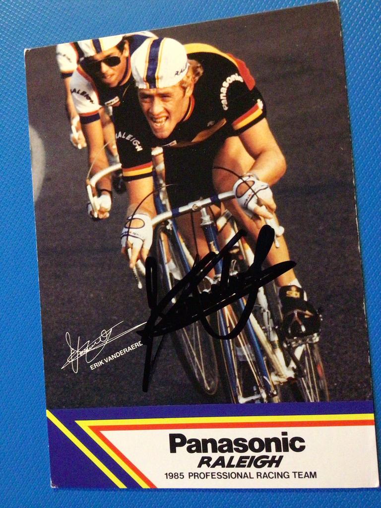 wielerkaart 1985 team panasonic eric vanderaerden signe, Verzenden, Zo goed als nieuw
