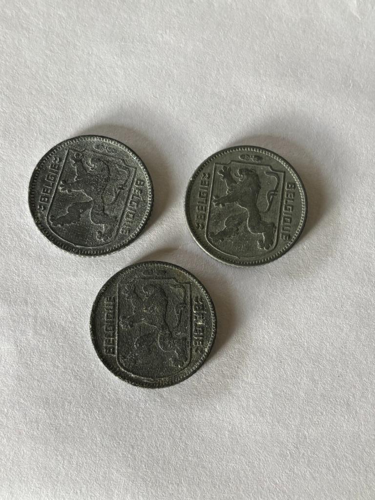3 pièces 1 Franc belge 1942, Enlèvement ou Envoi