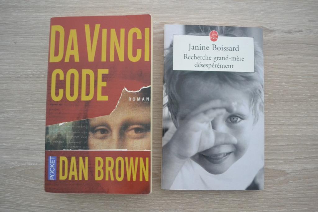 Lot de 2 livres "Da Vinci Code" et "recherche grand-mère dés, Enlèvement ou Envoi, Utilisé