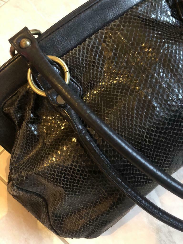 Sac en peau de serpent, Zo goed als nieuw, Zwart, Shopper