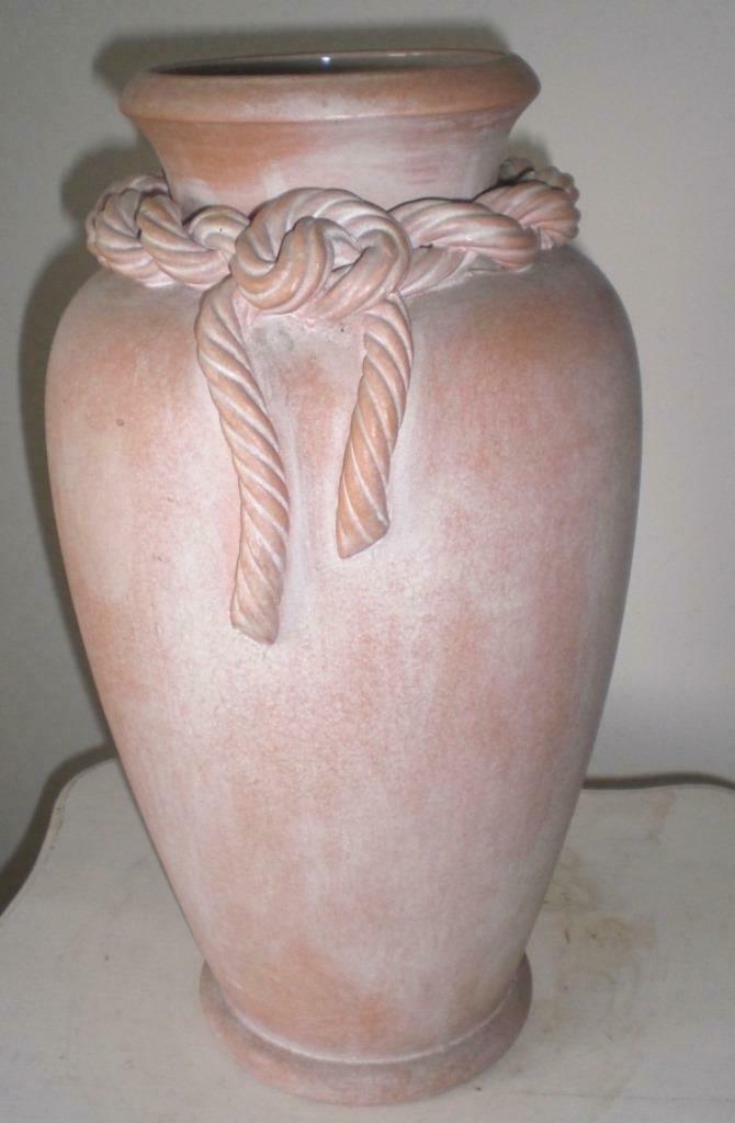 Gd vase look grès, int. faïence + torsade- Ht 40 cm - Impecc, Enlèvement, Comme neuf, Autres couleurs, Moins de 50 cm