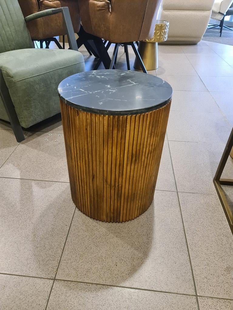 Nieuwe bijzettafel Glitzie 40x40x50cm marmer hout gigameubel, Huis en Inrichting, Tafels | Bijzettafels, Nieuw, Rond, 45 tot 60 cm