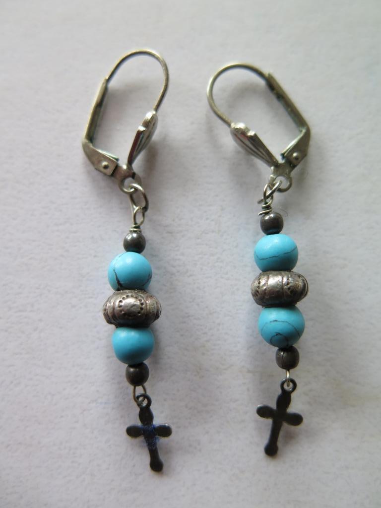 boucles d'oreilles turquoise, Bijoux, Sacs & Beauté, Boucles d'oreilles, Enlèvement ou Envoi, Comme neuf, Avec pierre précieuse