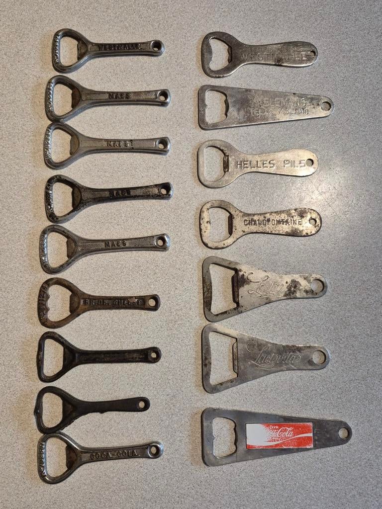 Lot vintage flesopeners Westmalle, De Geest, Maes, Coca-Cola, Verzamelen, Ophalen of Verzenden, Gebruikt, Flesopener, Overige merken