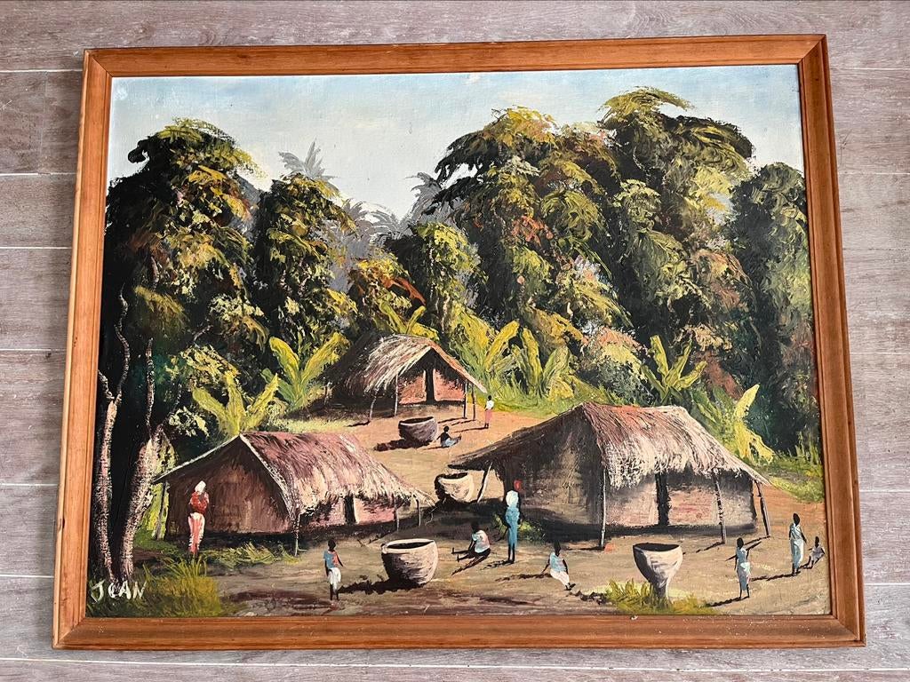 Schilderij Afrikaans dorp door Jean, Ophalen
