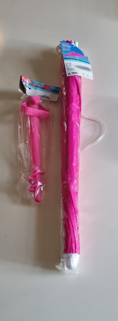 ensemble Parasol de plage rose+Pied  à vis neif, Tuin en Terras, Parasols, Nieuw, Strandparasol, Verstelbaar