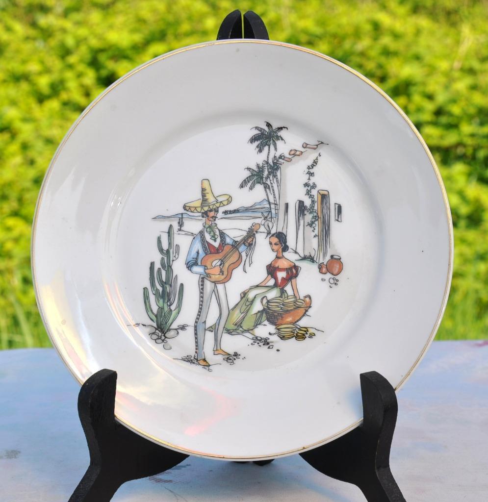 assiette decorative porcelaine decor mexicain, Antiquités & Art, Enlèvement ou Envoi